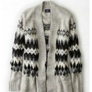 American Eagle Patterned Open Cardigan Sweater   S